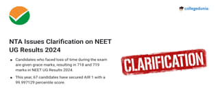 NTA Issues Clarification on NEET UG Results 2024; Check Cutoff, Marks for Loss Time & Official Notice Here